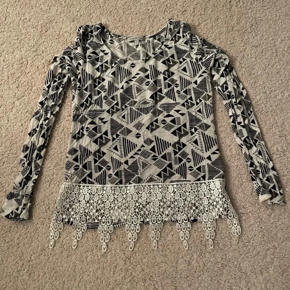 Black and White H&M Long Sleeve with Lace Detail‎